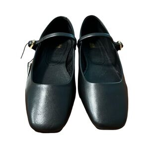 Zara Leather Mary-Jane Flats